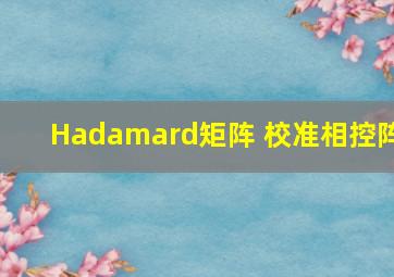 Hadamard矩阵 校准相控阵